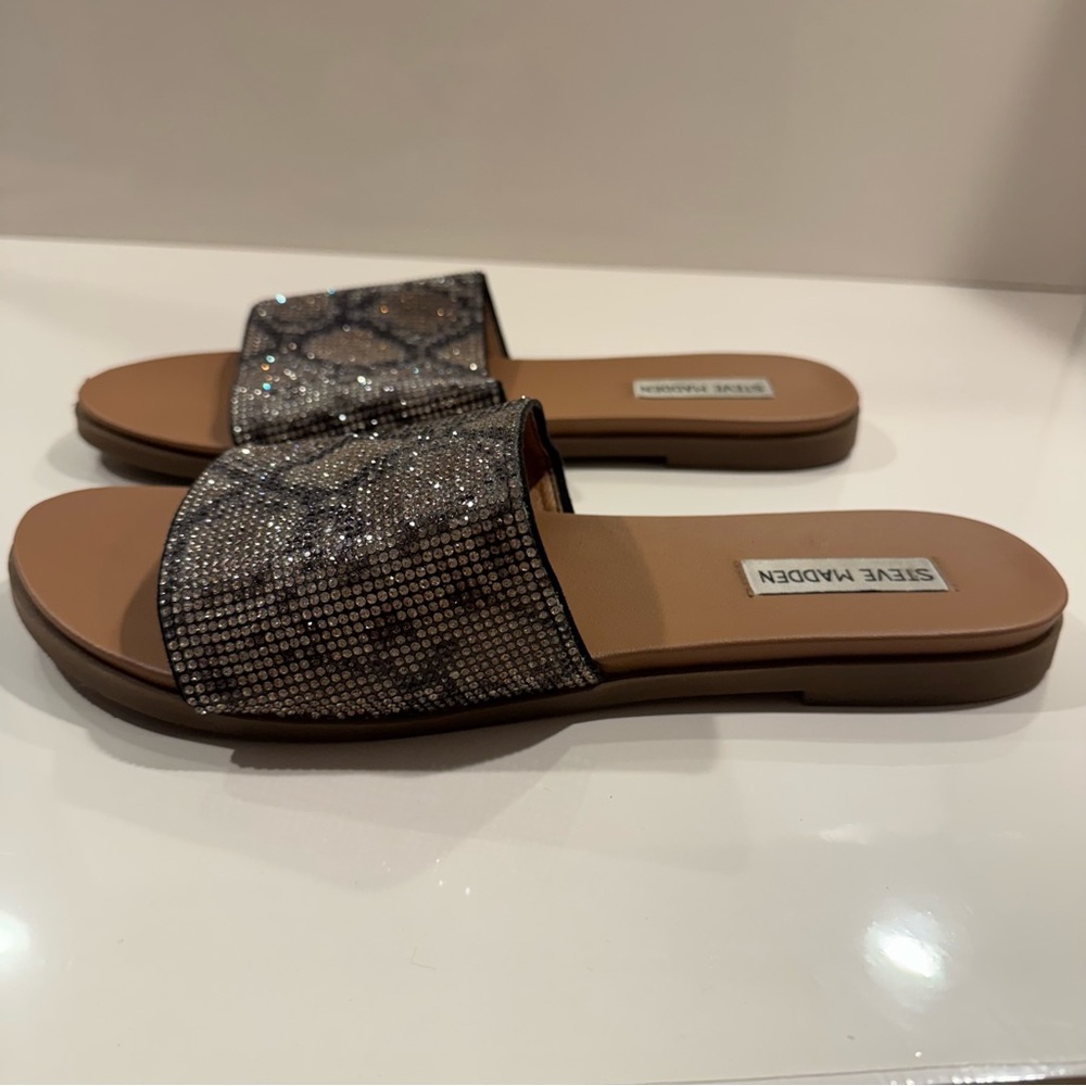 Steve Madden Rhinestone Slide Sandals - Picture 4 of 6